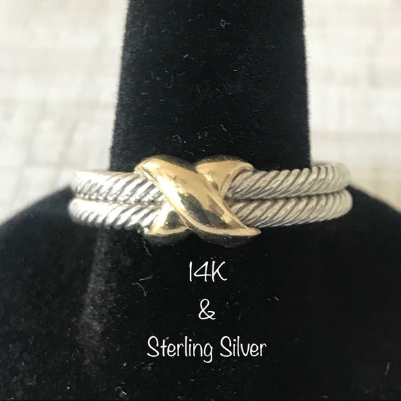 Designer Jewelry - 14K GOLD & STERLING CLASSIC CABLE X CROSSOVER RING
